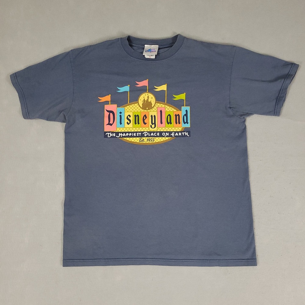 Disneyland Resort T-Shirt Mens L Blue Gray Graphic Regular Fit Cotton Y2K 50th